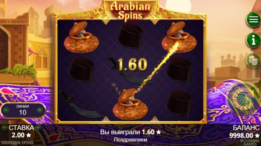 Обзор на встроенные бонусы и опции Arabian Spins